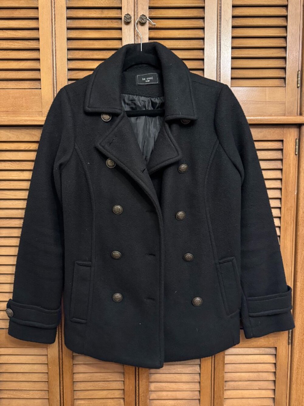 LIKE NEW Black Double-Breasted Peacoat